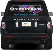 Sample of car advertising. You can get paid to have advertising put on your car window.